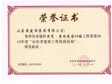 特变·森林花园3#楼获2015年度山东省Z6尊龙凯时工程优质结构