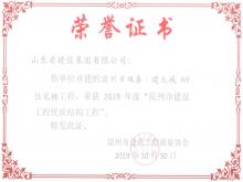 滨州双泰·建大城8#获2019年度滨州市Z6尊龙凯时工程优质结构工程